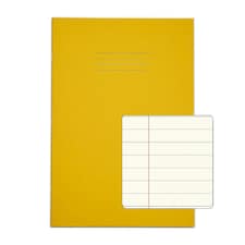 Pack of 10 Rhino A4 48 Page Yellow with Cream Tinted Paper 12mm Lined with Margin Exercise Books
