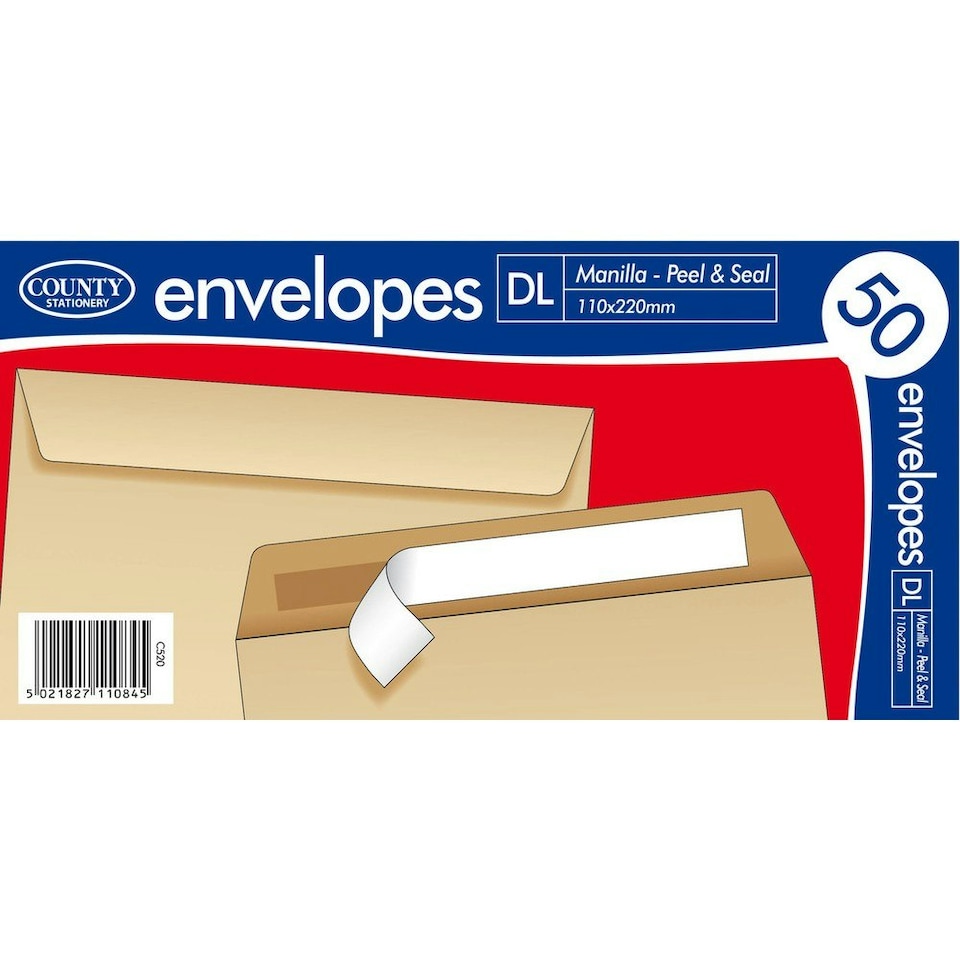 image 1 of Pack of 50 DL Peel & Seal Manilla Envelopes