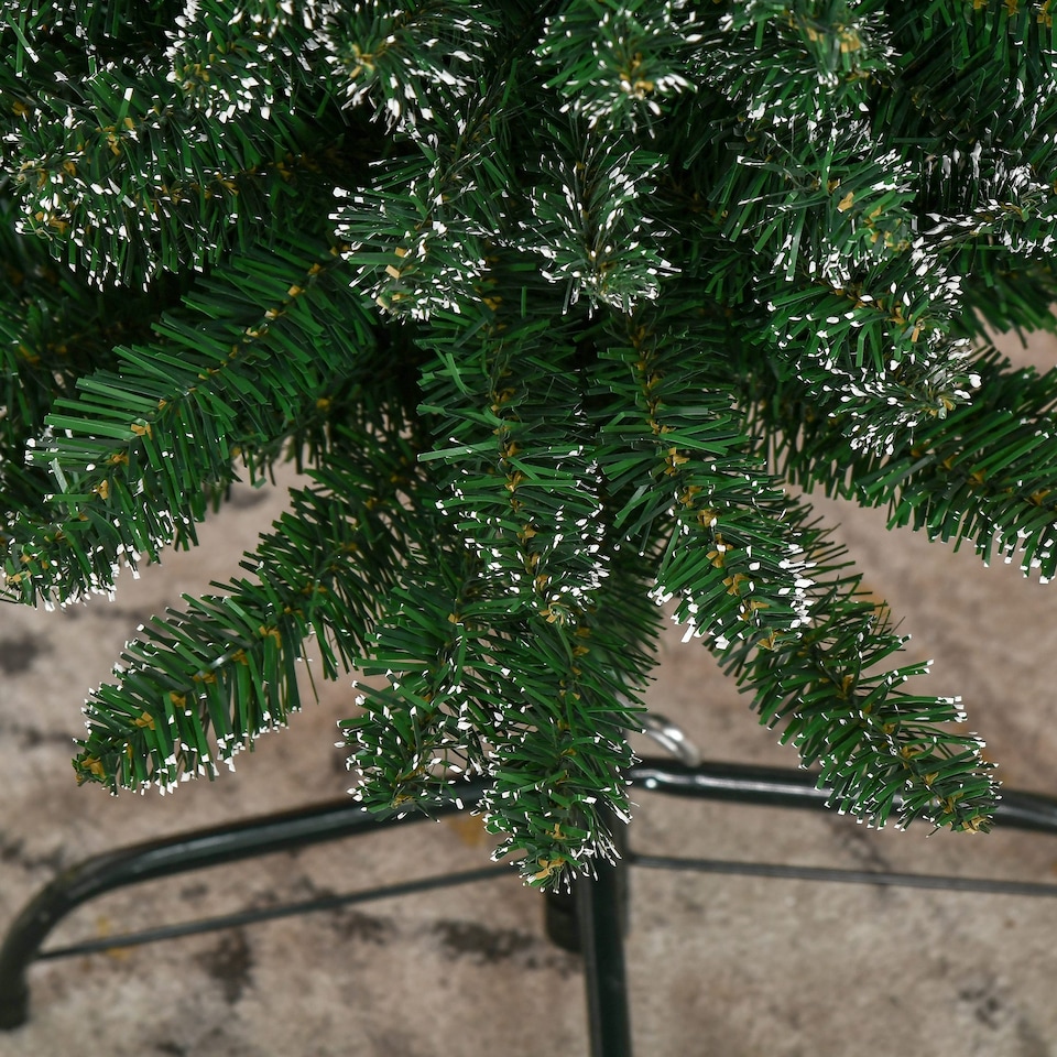 image 1 of HOMCOM 5.5FT Artificial Snow Dipped Christmas Tree mas Pencil Tree Holiday Home Indoor Decoration with Foldable Black Stand, Green