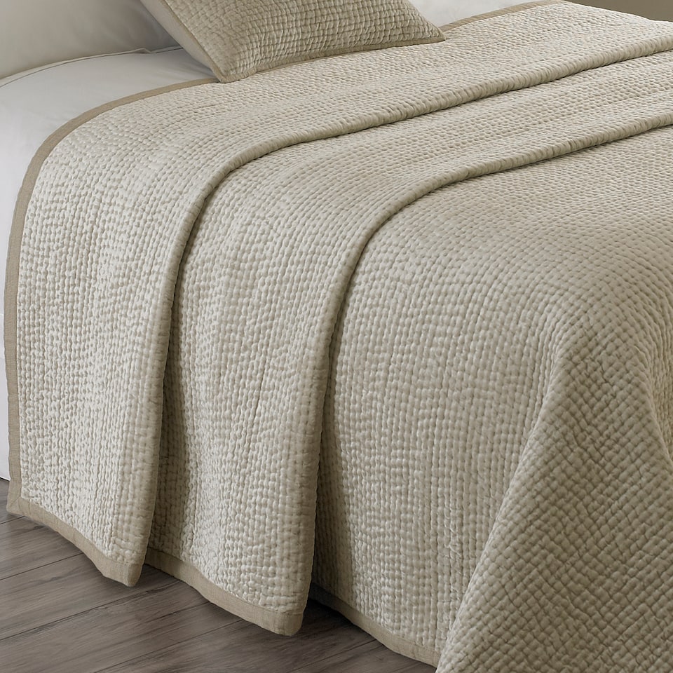 image 1 of Paoletti Brooklands Bedspread, Champagne, 265 x 265cm