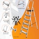 image 10 of Lightweight Step Ladders - Compact Aluminium Stepladder with Non-Slip Wide Step, Portable Silver Color - Tall Folding Ladder with Platform Silver | 2- Step 88cm
