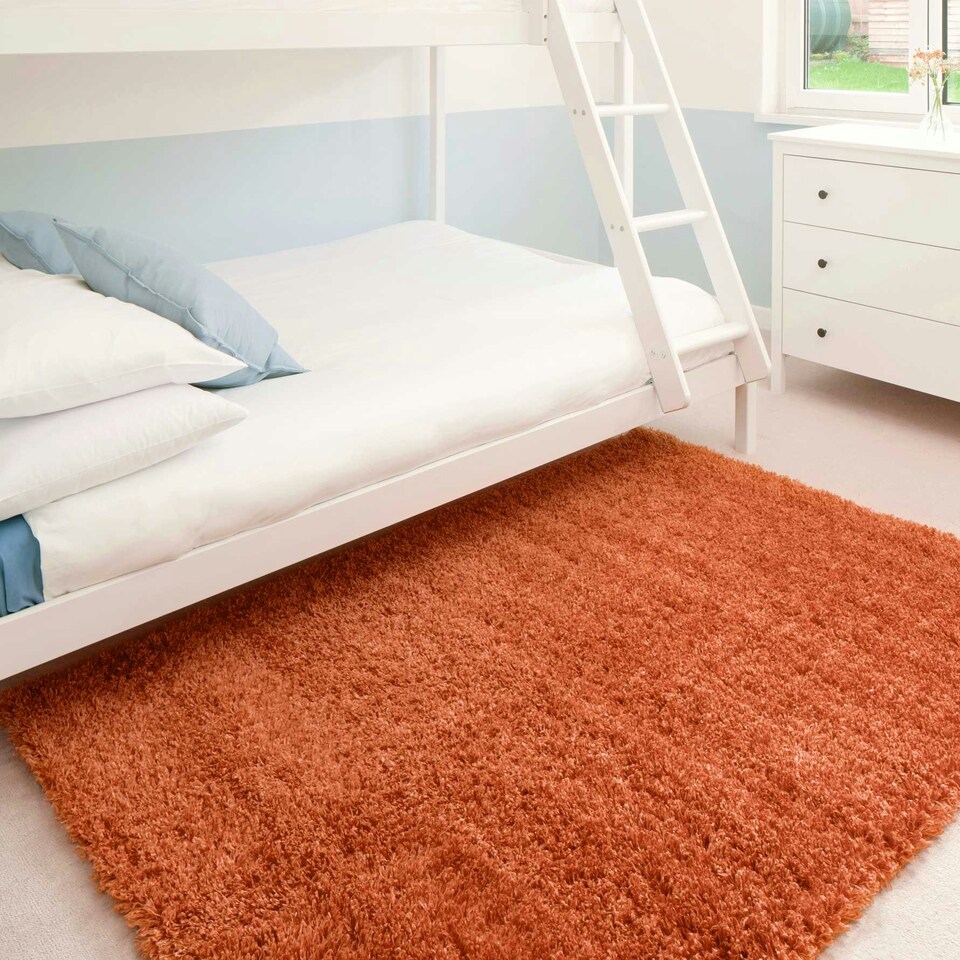 image 1 of KUKOON Terracotta Deep Pile Shaggy Living Room Area Rug 200cm x 290cm