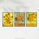 image 5 of Set of 3 Vincent Van Gogh Sunflowers Paintings Living Room Wall Art Print A4