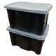 image 2 of 3 x Stackable 24 Litre Black Plastic Storage Containers With See Through Transparent Lids For Home/Office Black