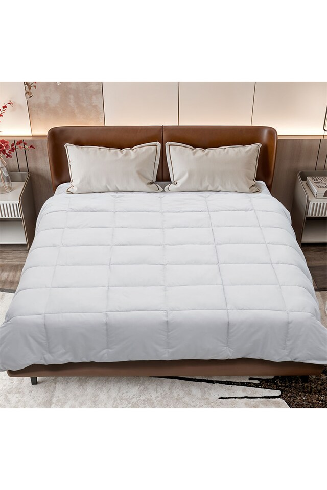 image 1 of Living and Home Alternative Quilted Duvet Insert with Corner Tabs- Super King Size, White | White