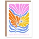 image 1 of Birthday Card Retro Groovy Flowers Best Wishes Pastel Floral