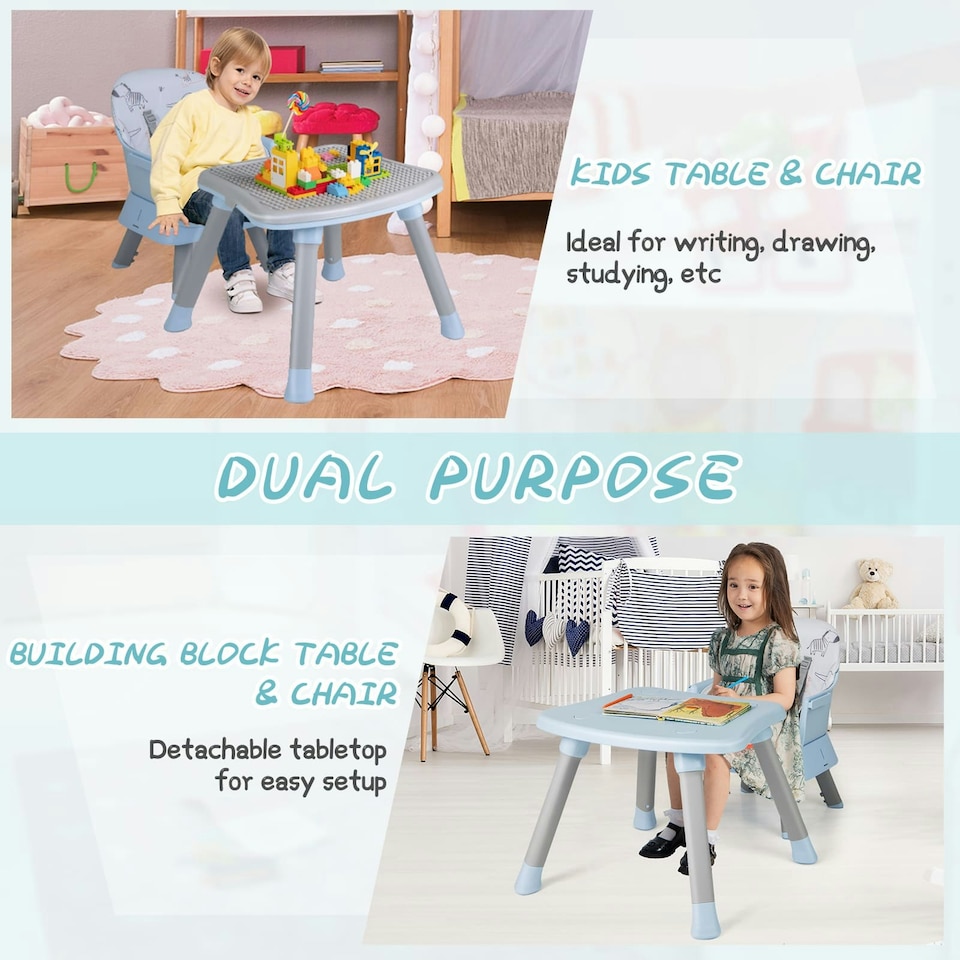 image 1 of COSTWAY 6-in-1 Baby High Chair Convertible Feeding Chair-Gray