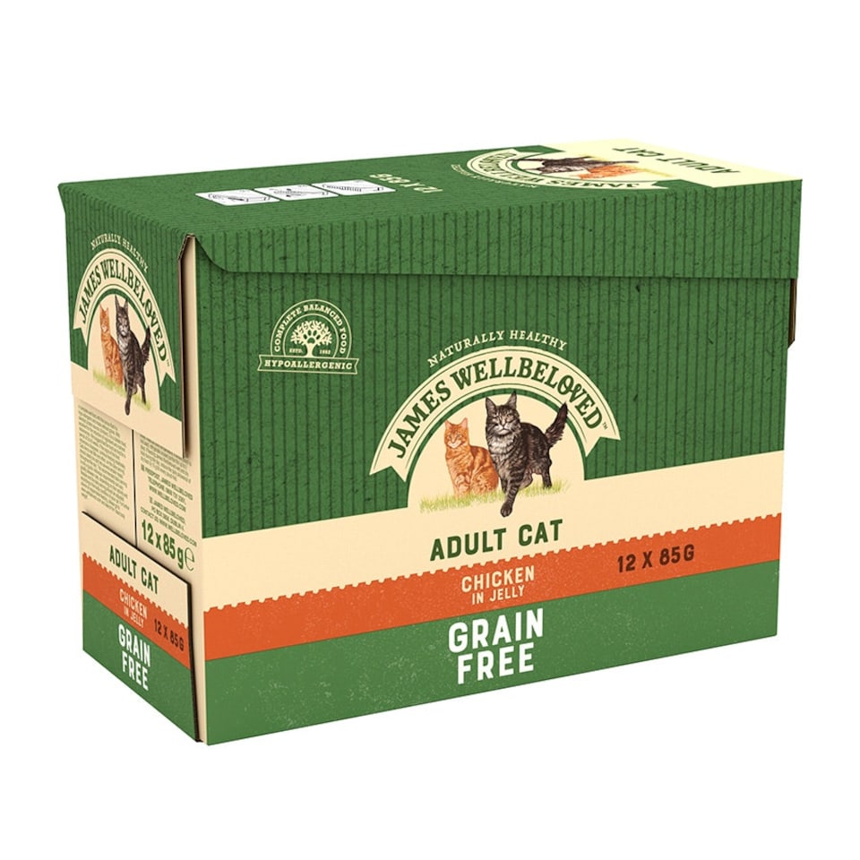 image 1 of James Wellbeloved Adult Cat Grain Free Pouches Chicken In Jelly 12x85g