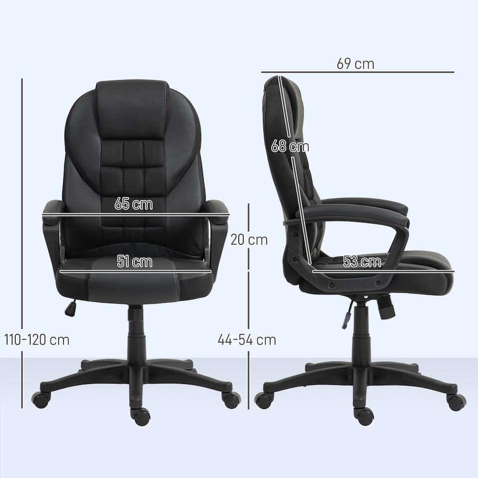 image 1 of HOMCOM Executive Office Chair, PU Leather High Back Desk Chair, Swivel Computer Chair with Adjustable Height and Tilt Function, Black