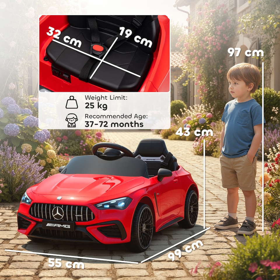 image 1 of AIYAPLAY Kids Electric Car Licensed Mercedes AMG, 12V Ride On Car, Red