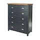 image 1 of Dunkeld 5 Drawer Chest - Midnight Blue Painted Wood Bedroom Storage with Antique Oak Effect Top and Silver Handles | Blue | Blue | 1