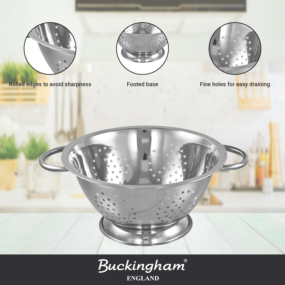 image 1 of Buckingham Stainless Steel Deep Colander 7.5 Litre / 34 cm
