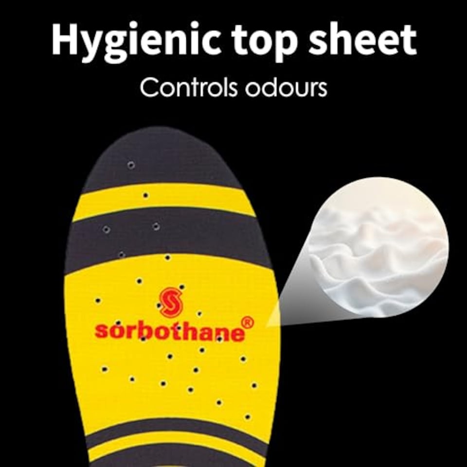 image 1 of Double Strike Insoles Men & Women – Shock Absorbing Inserts For Plantar Fasciitis, Arch Support & Heel Relief – Antibacterial Shoe Inserts For Walking, Running, Work Boots – Size UK 3-4.5