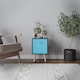 image 3 of Black 1-Drawer Cube Shelving Unit with Scandinavian Legs | Blue | Sky Blue & Pine | 1