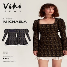 Vikisews Michaela Dress Paper Sewing Pattern – Women’s Dress, UK Sizes Uk 4–22, Intermediate