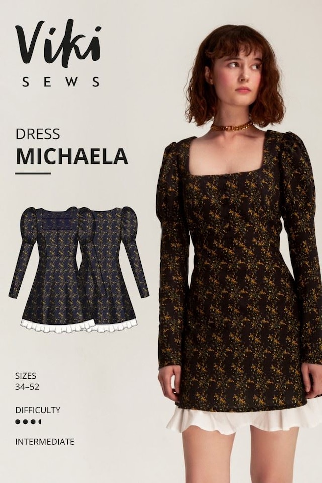 image 1 of Vikisews Michaela Dress Paper Sewing Pattern – Women’s Dress, UK Sizes Uk 4–22, Intermediate