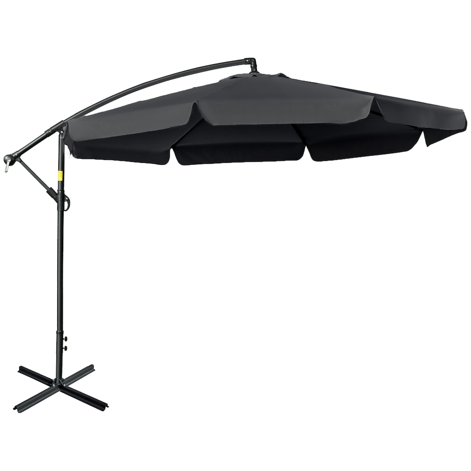 image 1 of Outsunny 2.7m Garden Cantilever Banana Parasol Sun Shade w/ Crank, Black