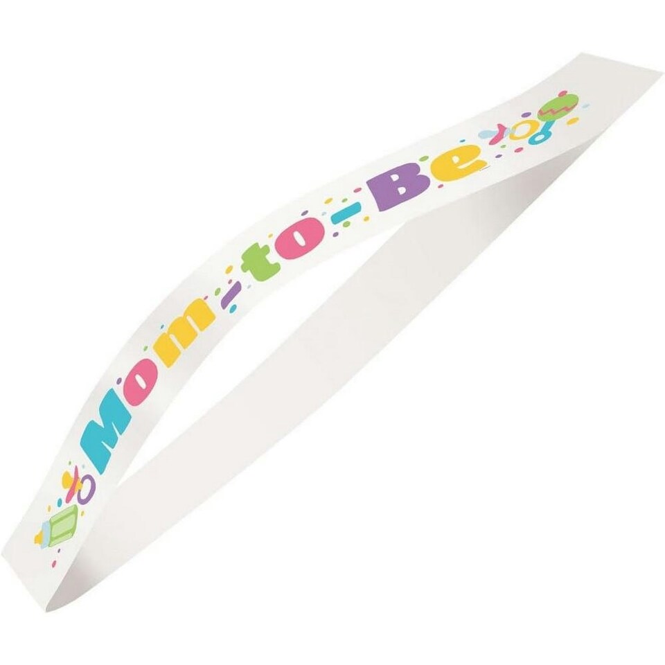 image 1 of Unique Party Mom To Be Satin Baby Shower Party Sash - White/Multicoloured - One Size