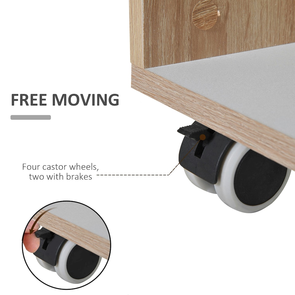 image 1 of HOMCOM Kitchen Storage Trolley Cart Cupboard Rolling Island Shelves Locking