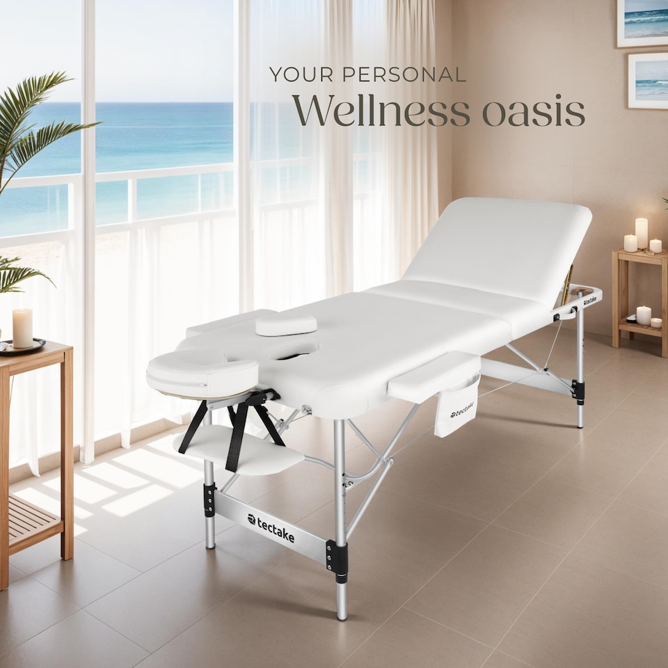 image 1 of Massage Table Phuket - 3 zones, 70 cm wide, aluminium frame, carry bag and masks | White | white | 1