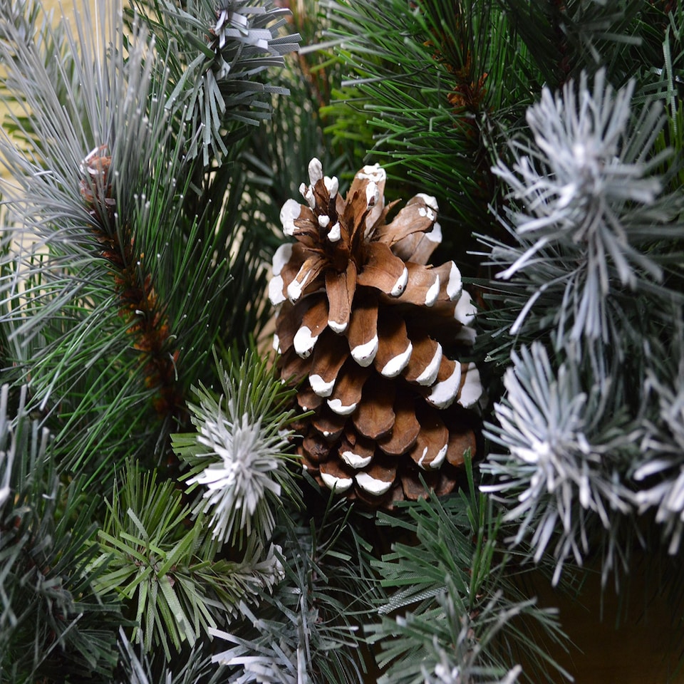 image 1 of 60cm Frosted Glacier Snow Tipped Christmas Wreath with Pine Cones