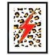 image 1 of Leopard Pattern Bright Reverse Red Lightning Strong 9x7" Black Framed Wall Art Print