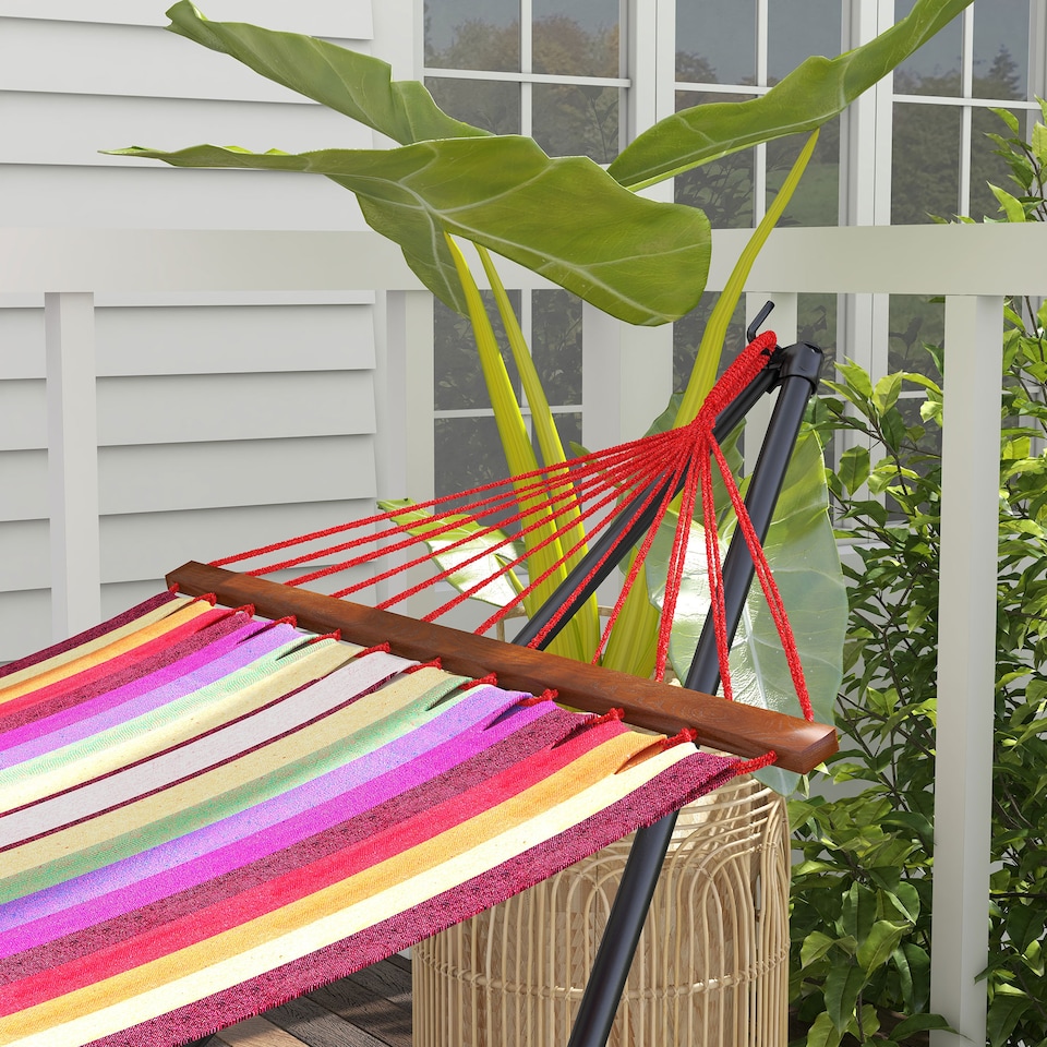image 1 of Outsunny Foldable Hammock Stand, 2 in 1 Hammock Chair Stand