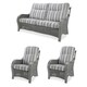 image 1 of Desser Turin Grey 3 Seater Rattan Sofa Set in Duke Grey Stripe - Conservatory Sofa Suite