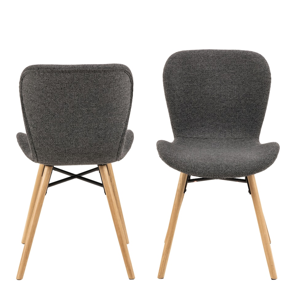 image 1 of Batilda Dining Chairs with Grey Fabric and Oak Set of 2