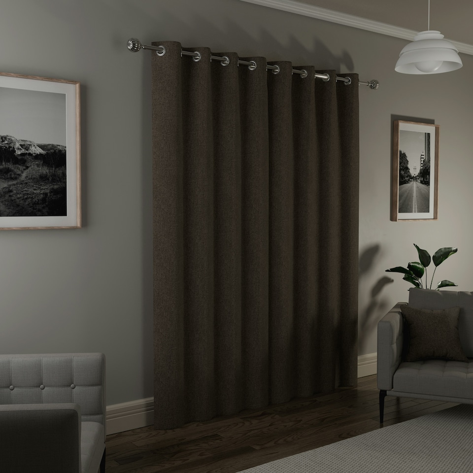 image 1 of Austin Natural Blackout Curtains 46 x 90 inch (117 x 229 cm) 100% Blackout Eyelet Thermal Noise Reducing Curtains for Bedroom and Living Room