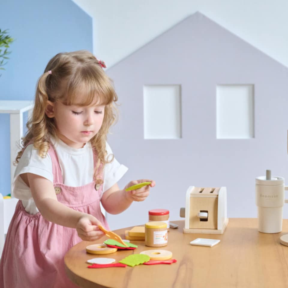 image 1 of Teamson Kids Little Chef Healthy Breakfast to Go Play Set in White with Toaster, Coffee Maker, Tray & 27 Accessories