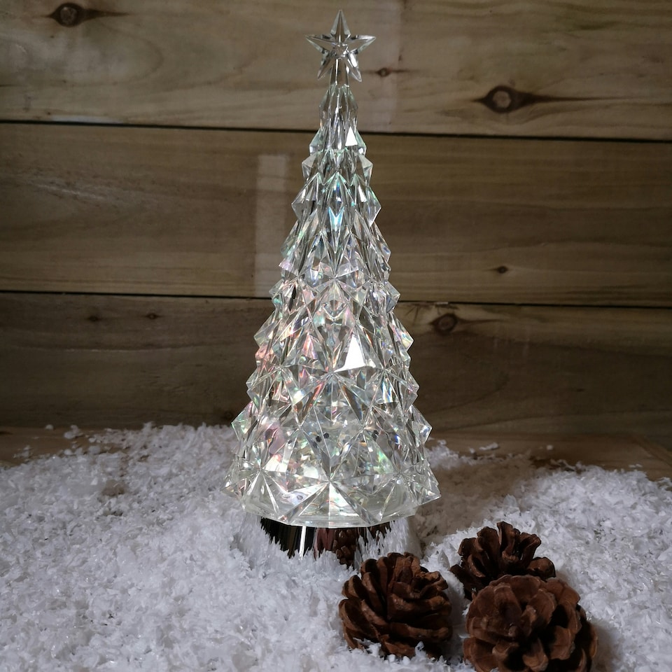 image 1 of 28cm RGB LED Christmas Tree Water Lantern Spinner Battery Operated