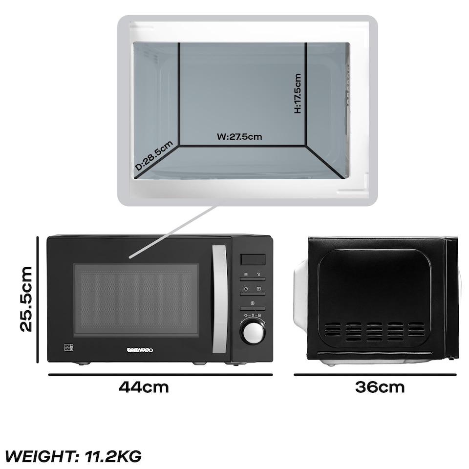 image 1 of Daewoo 20L 800W Black Digital Microwave | Black | 20L