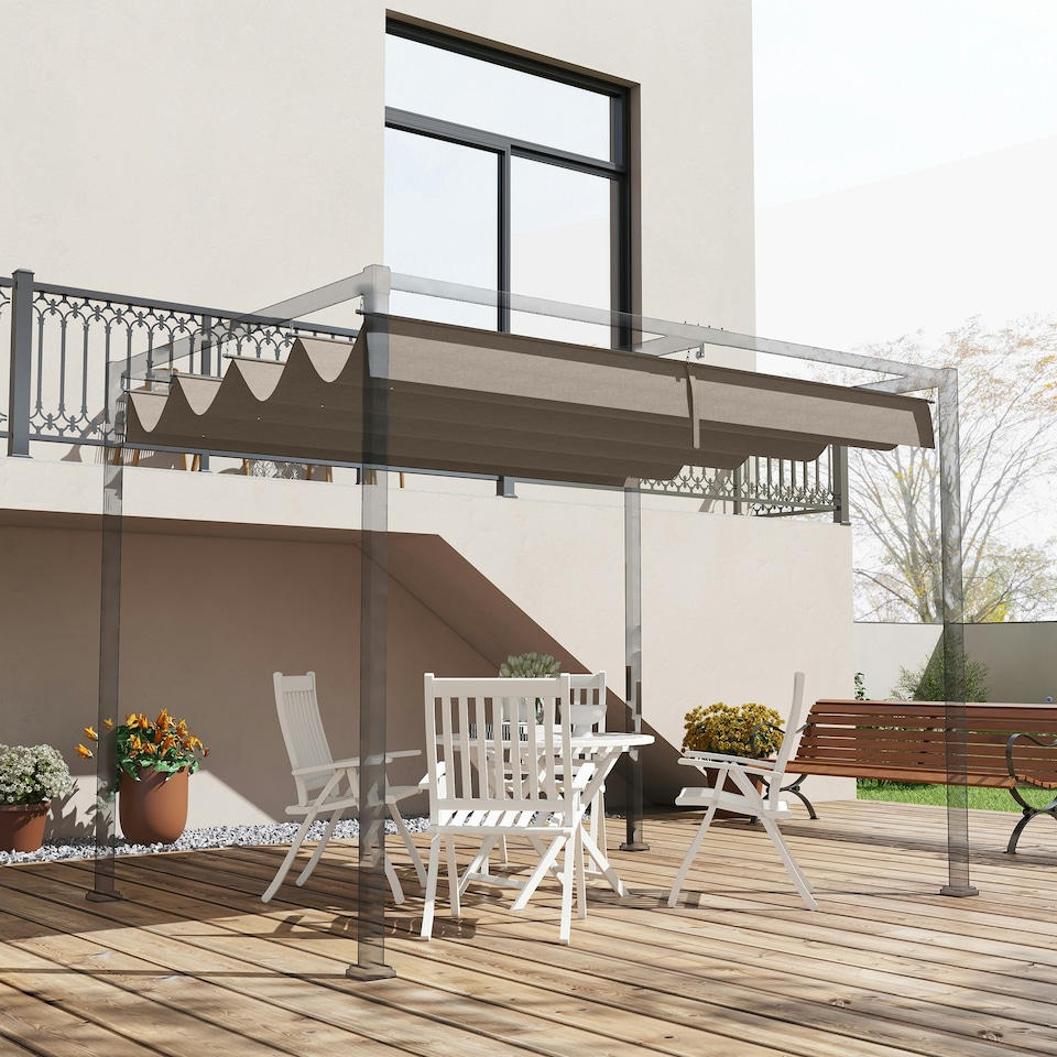 image 1 of Outsunny 2.86 x 2.45 m Pergola Cover Replacement for 3x2 m Frame, Coffee