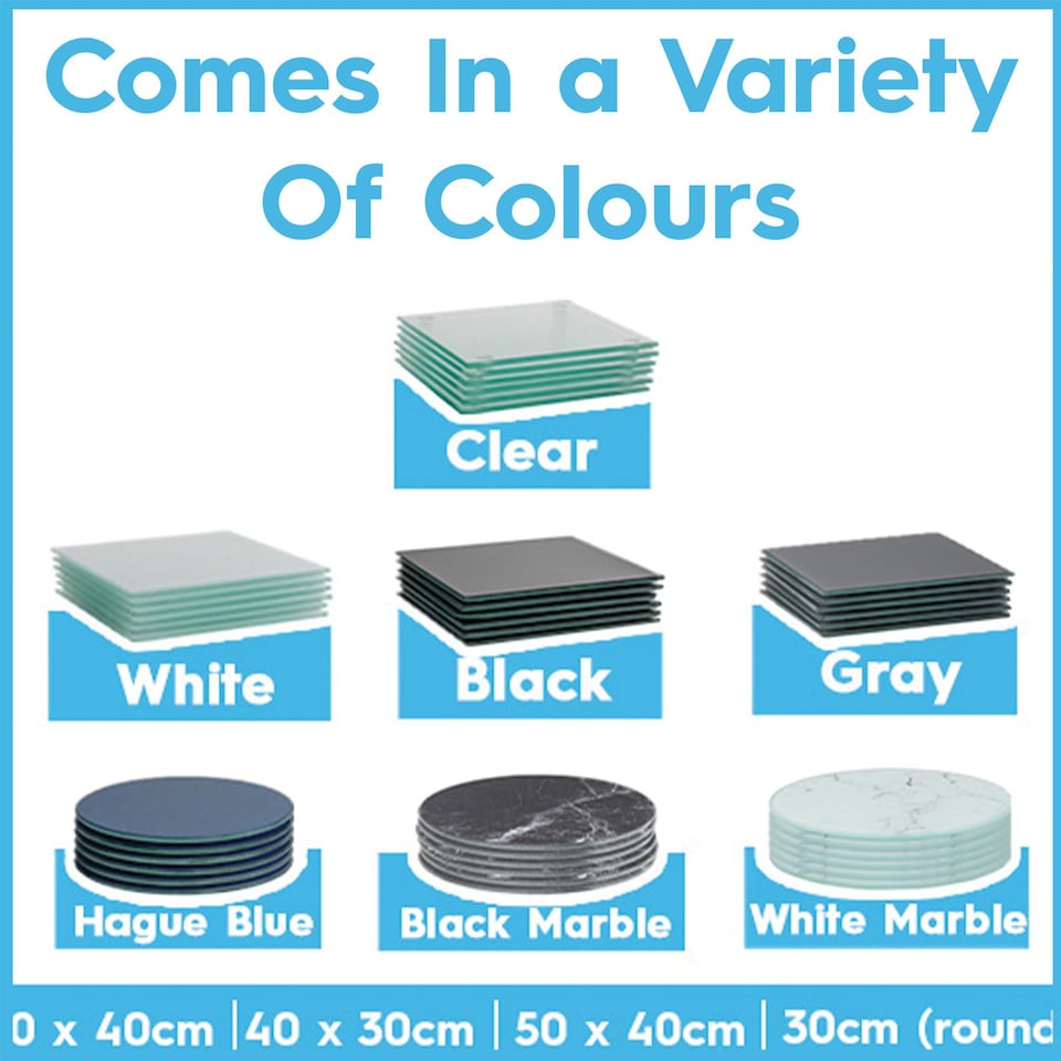 image 1 of Harbour Housewares 12pc Glass Placemats & Coasters Set - 40cm x 30cm - Black | Black | Black