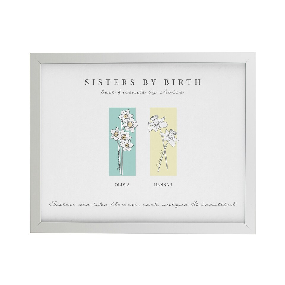 image 1 of Personalised Birth Flower Family of 2 White Framed Print White | One Size