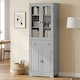 image 6 of HOMCOM Kitchen Cupboard Storage Cabinet Adjustable Shelves, Glass Door, Grey