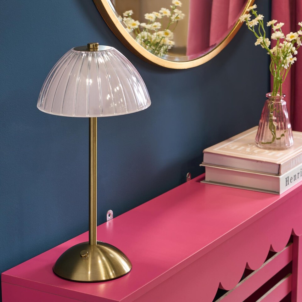 image 1 of OHS Ribbed Dome Bedside Lamp LED Rechargeable Cordless Night Light