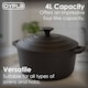 image 4 of 4L Cast Iron Non Stick Casserole Dish Pan with Lid | Black | 1