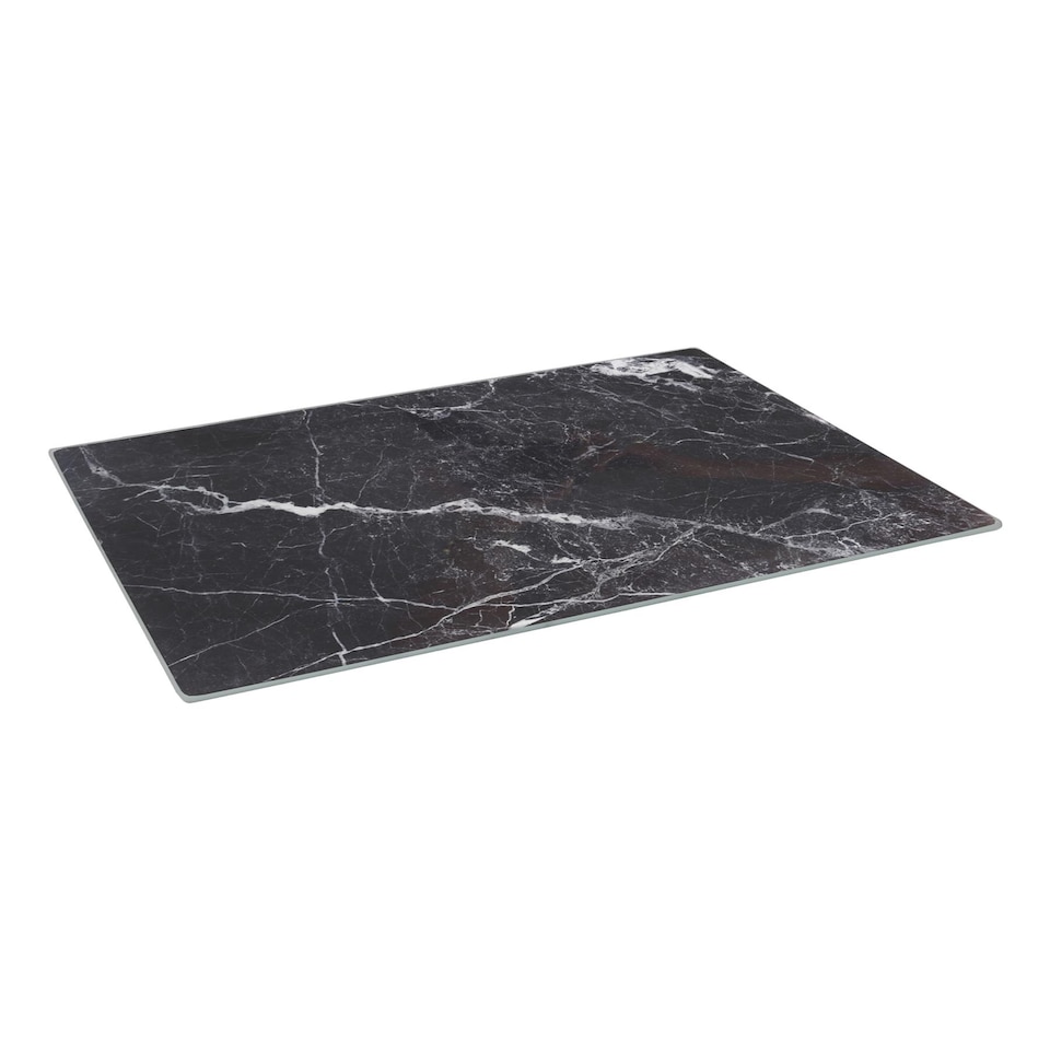 image 1 of Harbour Housewares Rectangle Glass Chopping Board - 40 x 30cm - Black Marble | Black | Black Marble