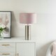 image 2 of ValueLights Lexy Brushed Chrome Touch Table Lamp with Blush Pink Velvet Shade