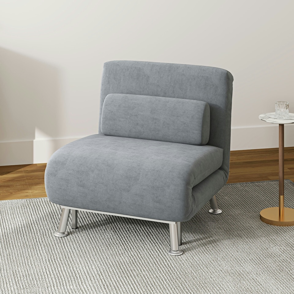 image 1 of HOMCOM Single Folding 5 Position Convertible Sleeper Chair Sofa Bed Blue