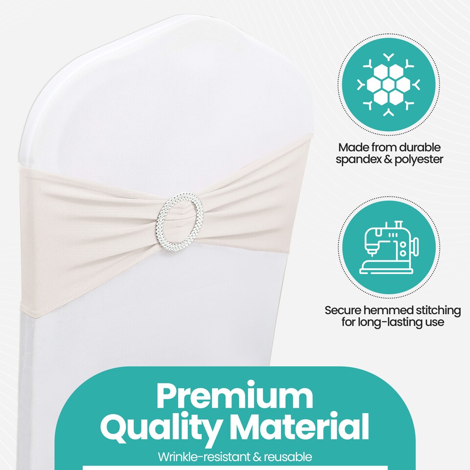 image 1 of 13"x5" Spandex Chair Bands with Slider Buckle, Elastic Chair Sash - 1pc