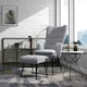 image 2 of HOMCOM Living Room Chair with Footstool and Steel Legs, Light Grey