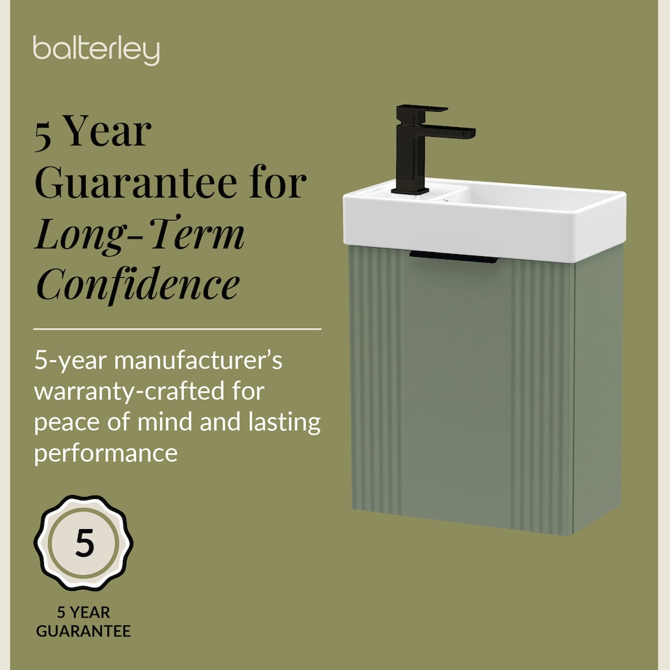 image 1 of Balterley Wall Hung Cloakroom Vanity Basin Unit with Handle Compact Bathroom Storage | Green | Satin Green | 438 x 400 x 222mm | 1