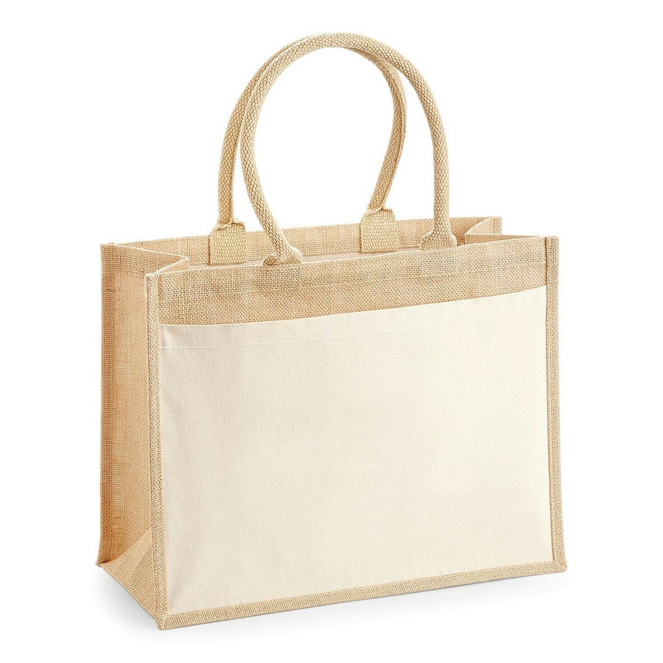 image 1 of Westford Mill Pocket Jute Shopper - Natural - One Size Cream