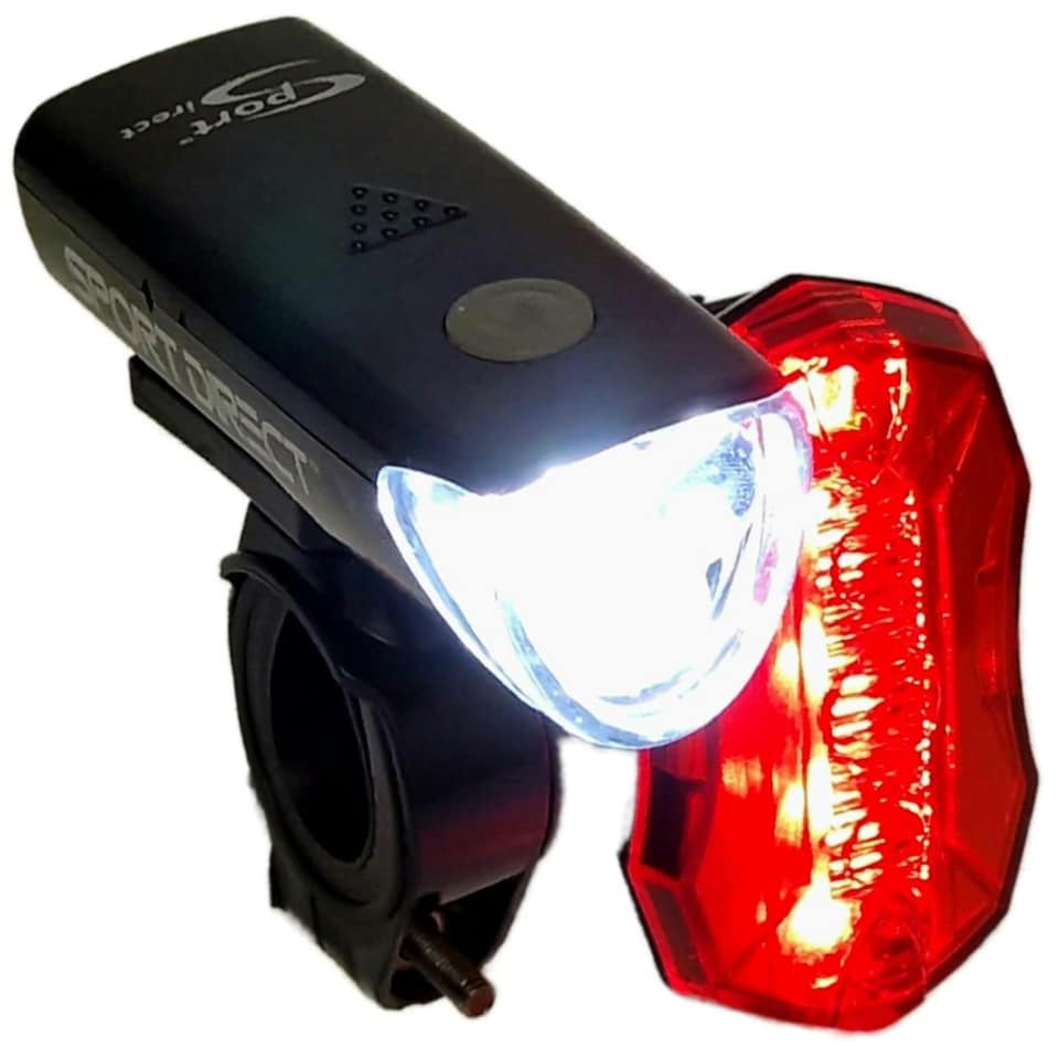 image 1 of Sport Direct 20 Lm 3x LED Bike Front Light Awe Rear SuperBright 5 x Red SMD LEDs Set