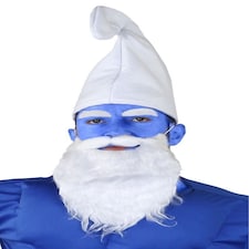 White Gnome Hat, Blue Face Paint & White Facial Hair White | One Size