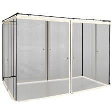 Outsunny fit 10x10ft Gazebo Universal Replacement Mosquito Netting for Patio Gazebos and Canopy Tents with Zippers for 3m x 3m Gazebo, Sidewall Only Beige