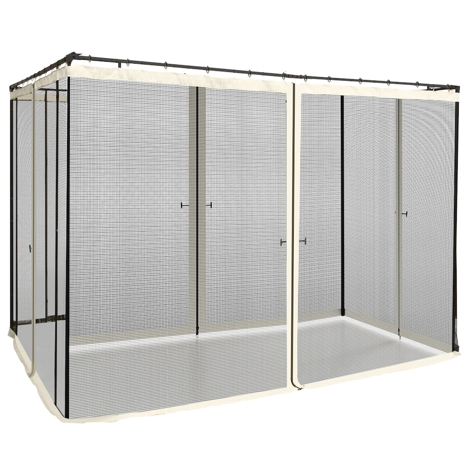image 1 of Outsunny fit 10x10ft Gazebo Universal Replacement Mosquito Netting for Patio Gazebos and Canopy Tents with Zippers for 3m x 3m Gazebo, Sidewall Only Beige